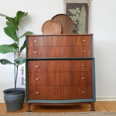 Mid-century Modern Serpentine Highboy ***please read ENTIRE listing prior to purchasing SHIPPING is NOT free 