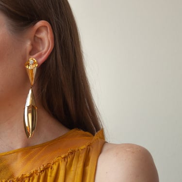 2825a / gold rhinestone drop earrings 