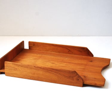 Vintage Modernist Design Wooden Letter Tray, Desk Storage 