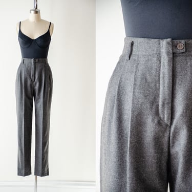 high waisted pants | 80s 90s vintage Zanella light gray wool cashmere dark academia trousers 