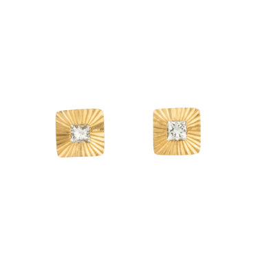 Square Aurora Studs with Princess Cut Diamond — Corey Egan Trunk Show