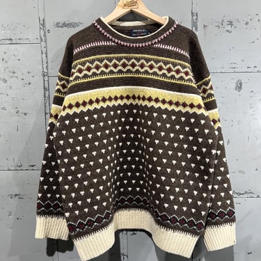 XL 90s Devold Striped Norwegian Sweater Fair Isle Style olmes carretti Birds Eye 