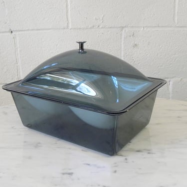 Vintage Mid Century Modern Smoked Acrylic Serving Cooling Dish 