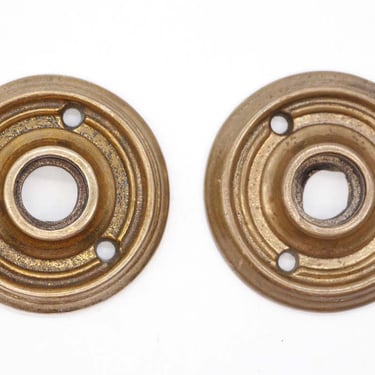 Pair of Vintage 2.125 in. Cast Brass Concentric Door Rosettes