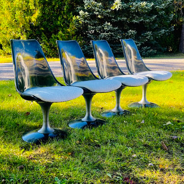 Set 1970s Smoked Lucite Dinning Chairs 