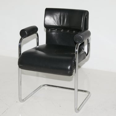 Black Leather Chair by Guido Faleschini, 1970s 