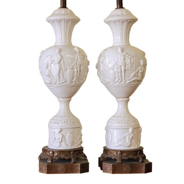Large White Ceramic Neo Classical Lamps 