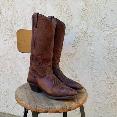 Vintage Dan Post Brown Leather Western Cowboy Boots 