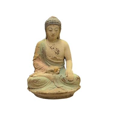 Rustic Wood Sitting Gautama Amitabha Shakyamuni Buddha Statue ws2693E 