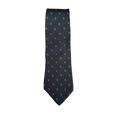 Christian Dior Vintage Mens All Silk Luxury Blue Geometric Pattern Tie Necktie