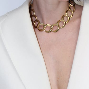 Statement Vintage Gold Chain Link Necklace