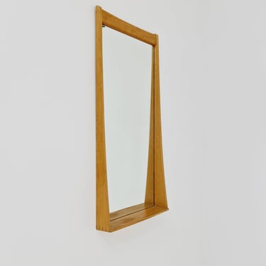 Oak Swedish mid-century Modern wall-mounted mirror By Luxus Sweden 1960s 