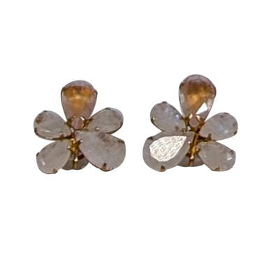 Bounkit - Pink & Cream Floral Cluster Stud Earrings with Gold Backing