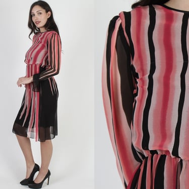 1980s Watercolor Print Hanae Mori Designer Evening Dress - Tag Size 6 