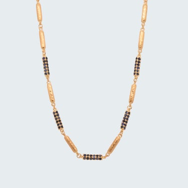 Elongated Sapphire Bead Necklace