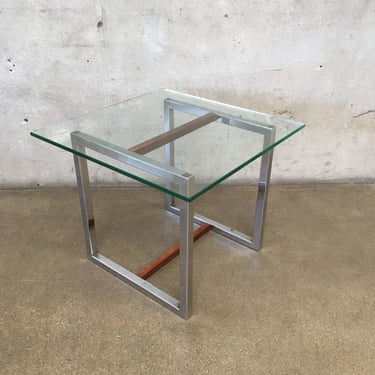 Mid Century Modern Chrome / Glass End Table