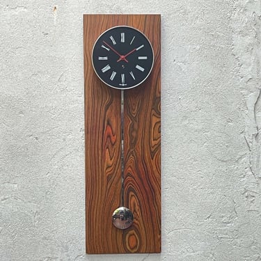 Howard Miller Long Modernist  Wood Pendelum Wall Clock 