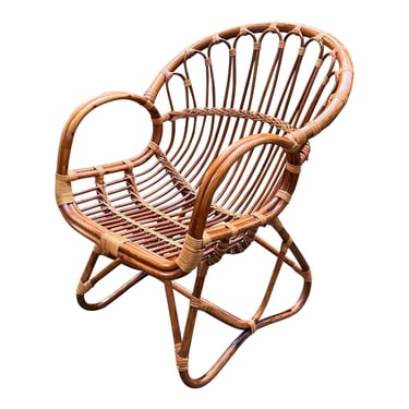 Vintage Mid Century Franco Albini Rattan Scoop Chair 