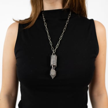 Sterling Plated Split Quartz Pendant Necklace