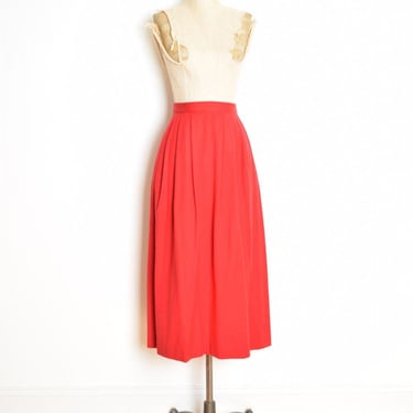 vintage 90s skirt red wool high waisted full modest simple midi skirt M clothing 