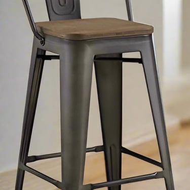 Modway Promenade Metal Kitchen Bar Stool in Brown FFE258-123