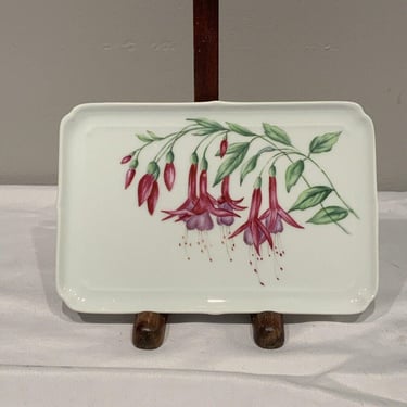 Hand Painted French Limoges Trinket Pin Tray, Edith Gabriel Jensen, floral decorative tray, spring floral trinket dish, French cottage decor 