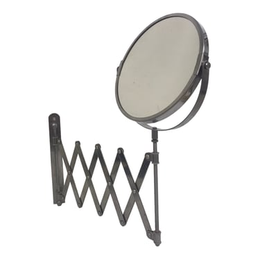 Mid-Century Metal Accordion Wall Mount Mirror || Expandable/Adjustable Makeup/Shaving Double Sided Round Scissor Mirror 