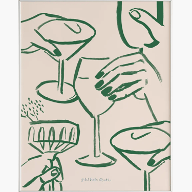 Cheers cocktail print, green