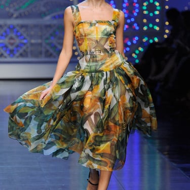 Dolce & Gabbana Spring 2012 Zucchini Blossom Printed Silk Organdy Dress, New/Old