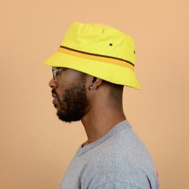 Vintage Yellow Striped Bucket Hat | S/M Small Medium 