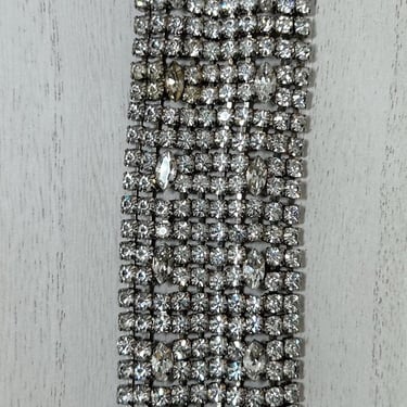 Mid Century Brilliant Clear Rhinestone Bracelet for Bridal or Date Night 