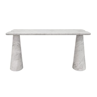 Angelo Mangiarotti Eros Collection Console Table in Polished White Marble 1970s
