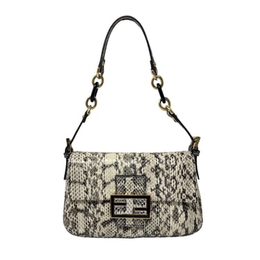 Fendi Grey Snakeskin Mini Mama Baguette Bag