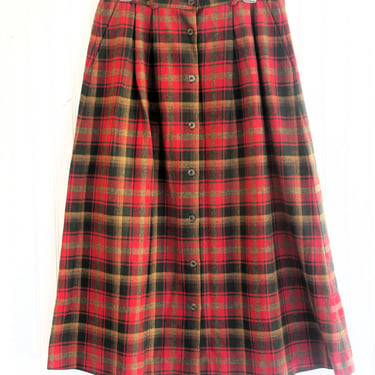 Pendleton - Wool Plaid - Skirt - Marked size 10 - Pockets - Preppy - Tartan 