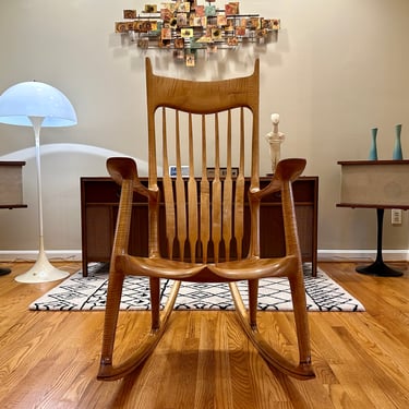 Vintage Rocking Chair in the manner of Sam Maloof Tiger Maple 