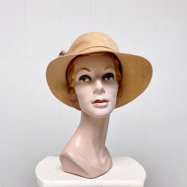 Vintage 1970s Camel Wool Bucket Hat, 1970s Mid-Century Adolfo II Felt Hat, Size 7 Medium 