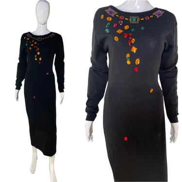 1990’s Andrea Jovine Jeweled Knit Gown Size M