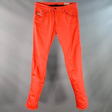 DIESEL Size 29 Darron Red Orange Cotton Twill Slim Tapered Button Fly Jeans
