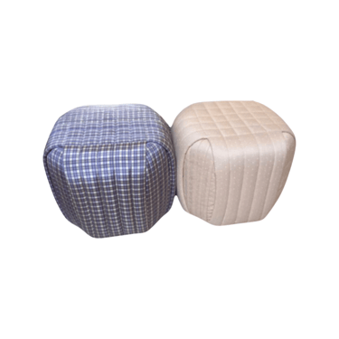 Preview Furniture Cube Shaped Poufs in Pink and Purple Plaid (Priced Individually)