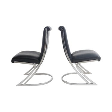 Pair of Chrome & Leather Chairs by Pierre Cardin, 1970s 