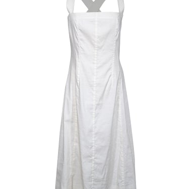 Theory - White Sleeveless Square Neckline Midi Dress Sz 8