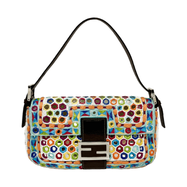 Fendi Multicolor Beaded Mirror Baguette Bag
