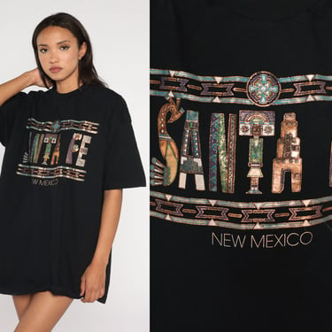 Santa Fe New Mexico T Shirt Y2K Vintage Southwestern TShirt Art Shirt Native American Shirt Graphic Tee 00s Black Southwest Souvenir 2xl xxl 