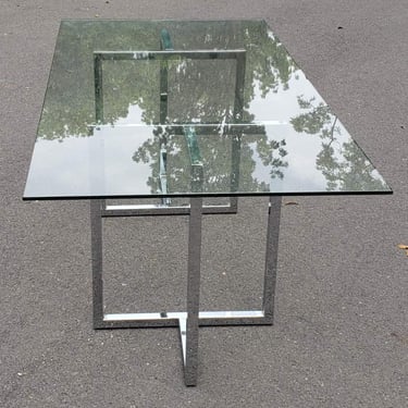97359794 - 80S CHROME  GLASS - 1980S - FURNITURE - DINING TABLE