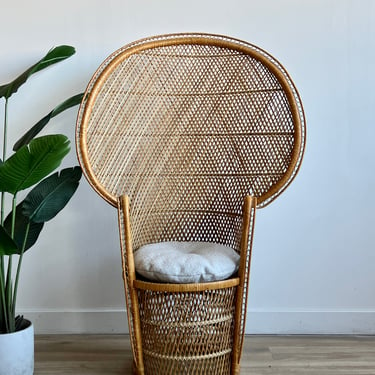 Vintage Wicker Chair w/ New Upholstery