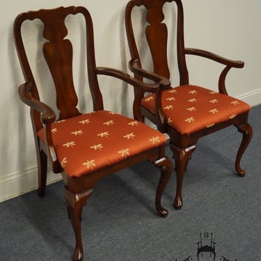 Set of Two STATTON FURNITURE Solid Mahogany Traditional Style Dining Arm Chairs 