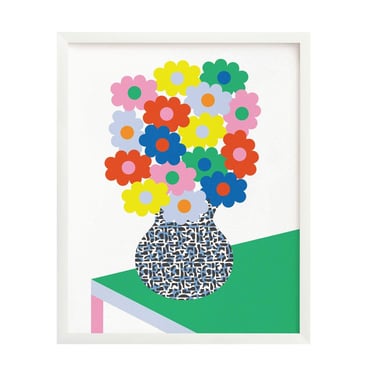 Flower Vase On Colorblock Table Print 11x14