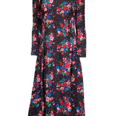 Marc Jacobs - Black & Multicolor Floral Print Dress w/ Beaded Sequin Accents Sz 6