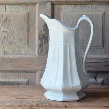 Antique ironstone pitcher ewer octagon shape T & R Boote 19th century earthenware 