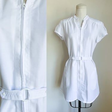 Vintage 1970s White Swan Nurse Uniform Dress / M 